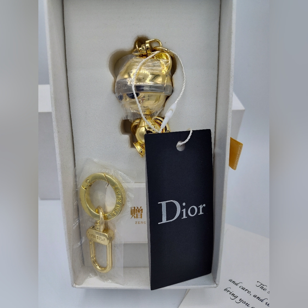 DIOR RARE Gold INLEX Robot Bear Keychain Asia-Exclusive Mid-Autumn Festival NWT